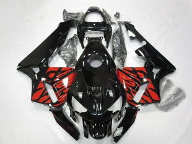 2005-2006 Honda CBR600RR Motorcycle Fairings - Glossy Black and Tribal Red UK Manufacturers