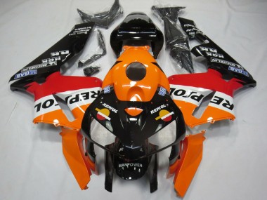 2005-2006 Honda CBR600RR Motorcycle Fairings - Orange Red White Black Bottom Repsol UK Manufacturers