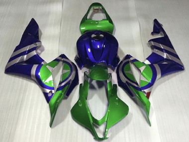 2007-2008 Honda CBR600RR Motorcycle Fairings - Blue Green Silver Captain America UK Manufacturers