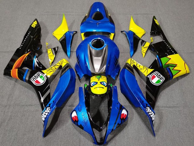 2007-2008 Honda CBR600RR Motorcycle Fairings - Blue Yellow Glossy Black Shark UK Manufacturers