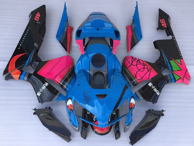 2005-2006 Honda CBR600RR Motorcycle Fairings - Blue Shark Pink UK Manufacturers