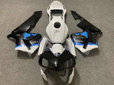 2003-2004 Honda CBR600RR Motorcycle Fairing - White Blue Glossy Black Splatter UK Manufacturers
