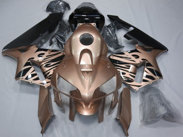 2005-2006 Honda CBR600RR Motorcycle Fairings - Glossy Black Bronze Flame UK Manufacturers