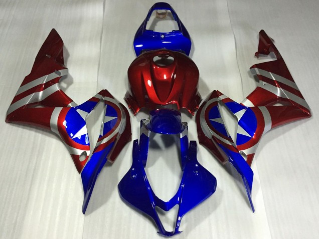 2007-2008 Honda CBR600RR Motorcycle Fairings - Red Silver Blue Captain America UK Manufacturers