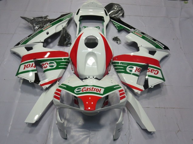 2003-2004 Honda CBR600RR Motorcycle Fairings - White Red Green Castrol UK Manufacturers