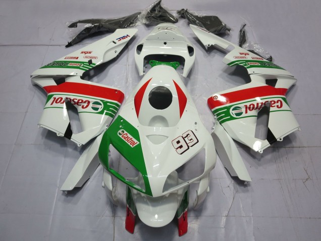 2005-2006 Honda CBR600RR Motorcycle Fairings - White Green Red Castrol 93 UK Manufacturers