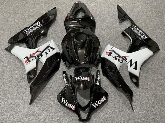 2007-2008 Honda CBR600RR Motorcycle Fairings - Glossy Black White West Style UK Manufacturers
