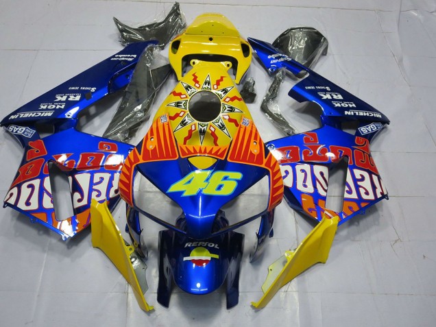 2005-2006 Honda CBR600RR Motorcycle Fairings - Yellow Blue Rossi 46 UK Manufacturers