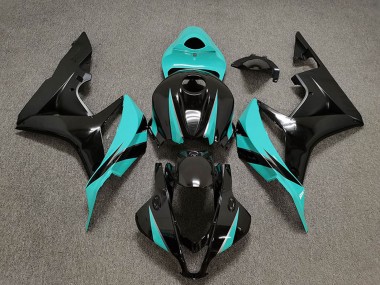 2007-2008 Honda CBR600RR Motorcycle Fairings - Cyan Blue Glossy Black UK Manufacturers