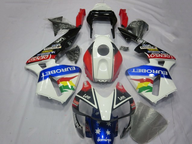 2003-2004 Honda CBR600RR Motorcycle Fairing Kits - White Red Blue Glossy Black EuroBet UK Manufacturers