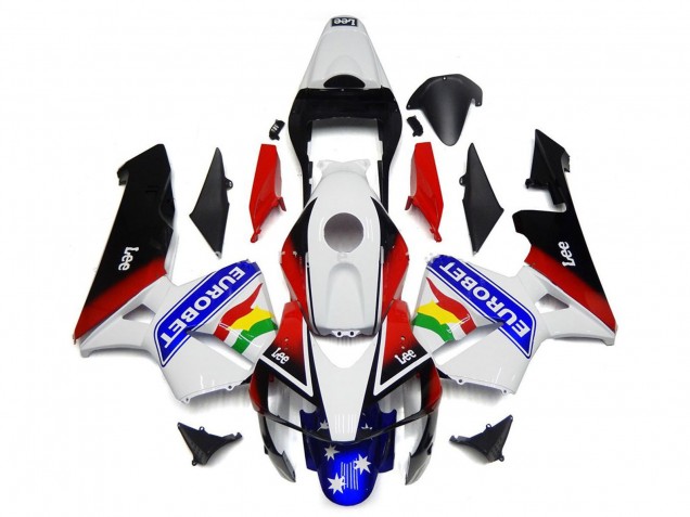 2003-2004 Honda CBR600RR Motorcycle Fairing - White Red Blue Glossy Black EuroBet UK Manufacturers