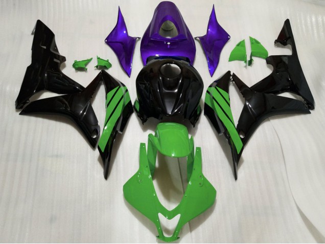 2007-2008 Honda CBR600RR Motorcycle Fairings - Purple Green Glossy Black UK Manufacturers