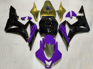 2007-2008 Honda CBR600RR Motorcycle Fairings - Gold Purple Glossy Black UK Manufacturers