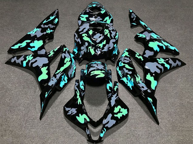 2007-2008 Honda CBR600RR Motorcycle Fairings - Green Grey Camouflage UK Manufacturers