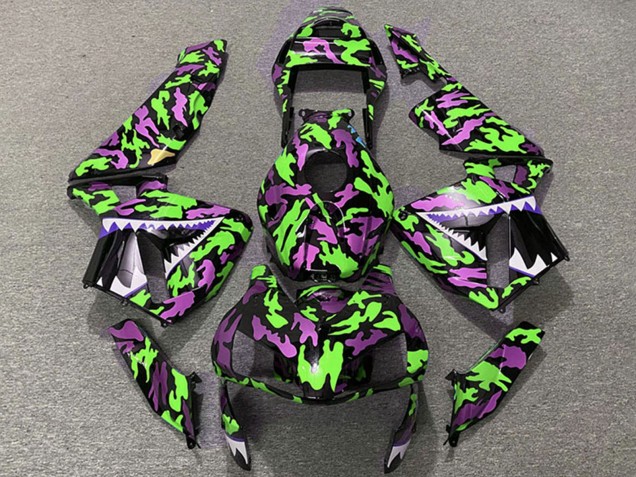 2003-2004 Honda CBR600RR Motorcycle Fairings - Green Pink Camouflage Shark UK Manufacturers