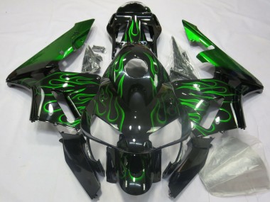 2003-2004 Honda CBR600RR Motorcycle Fairings - Glossy Black Blue Flame UK Manufacturers