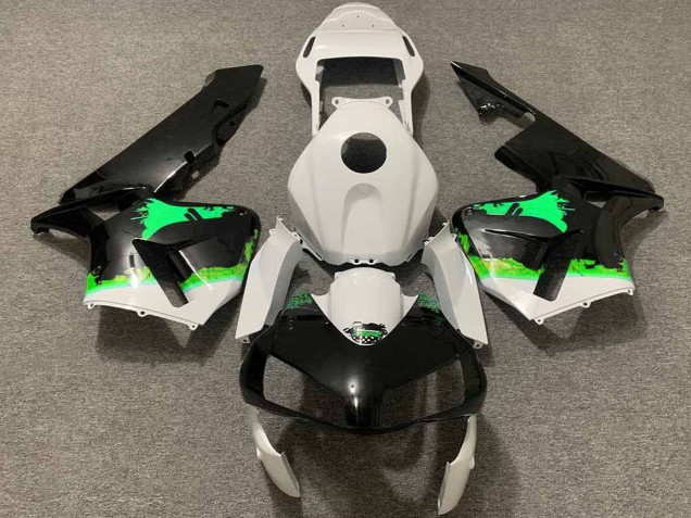 2003-2004 Honda CBR600RR Motorcycle Fairings - White Green Glossy Black Splatter UK Manufacturers