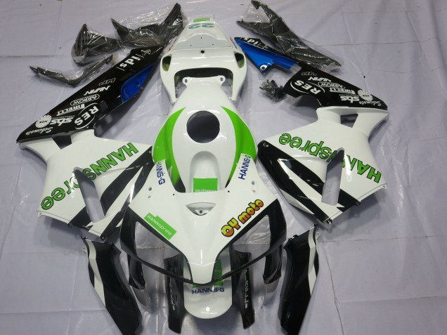 2005-2006 Honda CBR600RR Motorcycle Fairings - White Green Glossy Black HannSpree UK Manufacturers