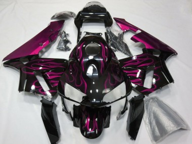 2003-2004 Honda CBR600RR Motorcycle Fairing - Glossy Black Purple Flame UK Manufacturers