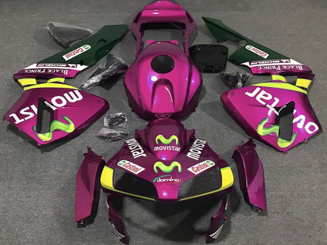 2003-2004 Honda CBR600RR Motorcycle Fairings - Hot Pink Yellow Green MoviStar UK Manufacturers