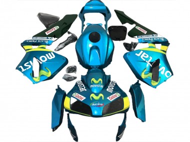 2003-2004 Honda CBR600RR Motorcycle Fairings - Light Blue Yellow Green MoviStar UK Manufacturers