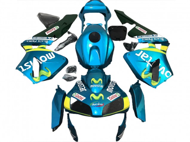 2003-2004 Honda CBR600RR Motorcycle Fairings - Light Blue Yellow Green MoviStar UK Manufacturers