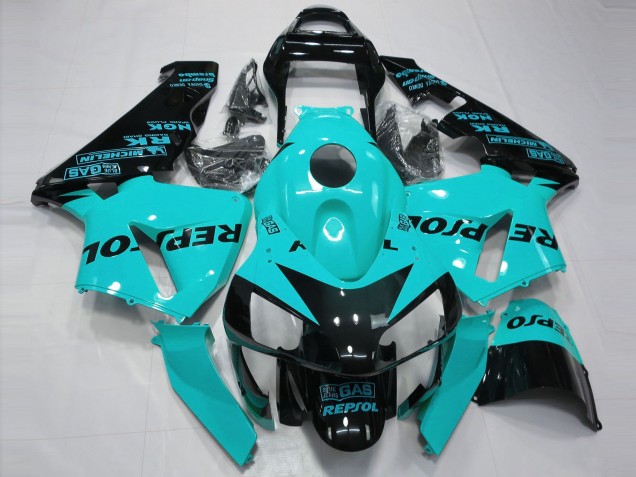 2003-2004 Honda CBR600RR Motorcycle Fairings - Light Blue Glossy Black Repsol UK Manufacturers