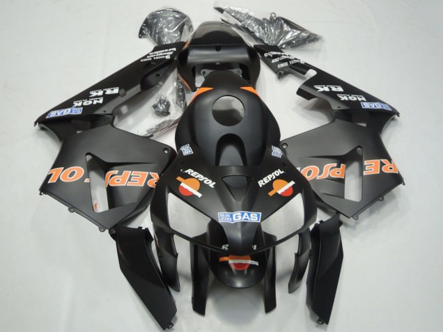 2003-2004 Honda CBR600RR Motorcycle Fairings - Matte Black Orange Repsol UK Manufacturers