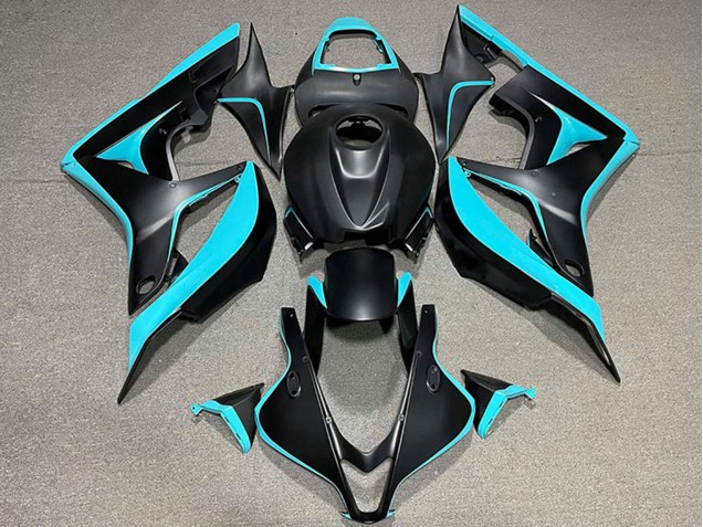 2007-2008 Honda CBR600RR Motorcycle Fairing - Cyan Blue Matte Black UK Manufacturers