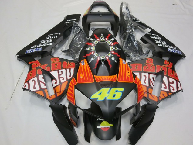 2003-2004 Honda CBR600RR Motorcycle Fairings - Matte Black Orange Yellow Rossi 46 UK Manufacturers