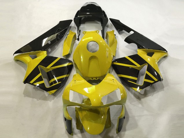 2003-2004 Honda CBR600RR Motorcycle Fairings - Mustard Yellow Glossy Black UK Manufacturers