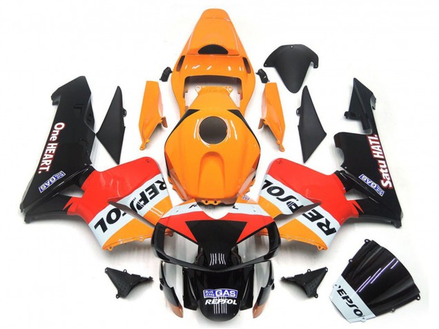 2003-2004 Honda CBR600RR Motorcycle Fairings - Orange White Red Glossy Black One Heart Repsol UK Manufacturers