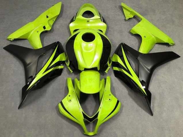 2007-2008 Honda CBR600RR Motorcycle Fairings - Neon Yellow Matte Black OEM Style UK Manufacturers