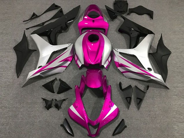 2007-2008 Honda CBR600RR Motorcycle Fairings - Silver Pink Glossy Black OEM Style UK Manufacturers