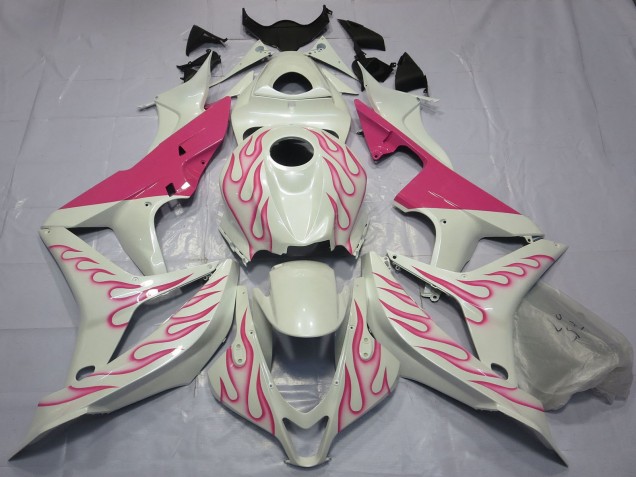 2007-2008 Honda CBR600RR Motorcycle Fairings - White Pink Flame UK Manufacturers