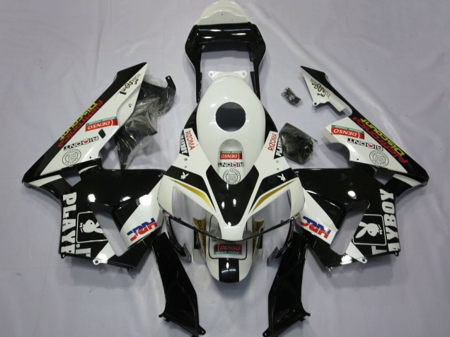2003-2004 Honda CBR600RR Motorcycle Fairings - White Yellow Glossy Black HRC Playboy UK Manufacturers