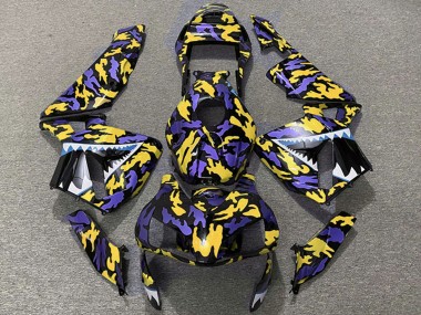 2003-2004 Honda CBR600RR Motorcycle Fairings - Purple Yellow Camouflage Shark UK Manufacturers