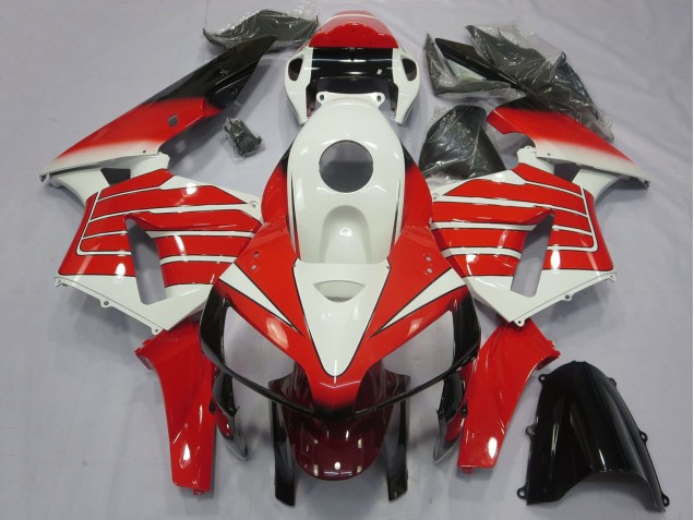 2005-2006 Honda CBR600RR Motorcycle Fairings - White Red Black Large Stripe UK Manufacturers