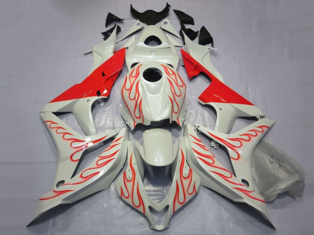2007-2008 Honda CBR600RR Motorcycle Fairings - White Red Flame UK Manufacturers