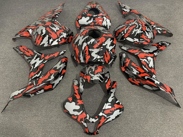 2009-2012 Honda CBR600RR Motorcycle Fairings - Red Grey Camouflage UK Manufacturers