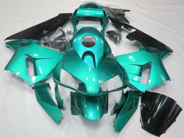 2003-2004 Honda CBR600RR Motorcycle Fairings - Teal Blue Glossy Black UK Manufacturers