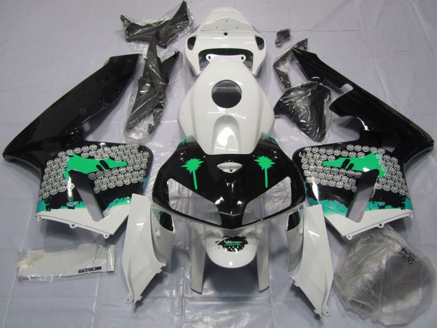 2005-2006 Honda CBR600RR Motorcycle Fairings - Turquoise Splatter on Glossy Black UK Manufacturers