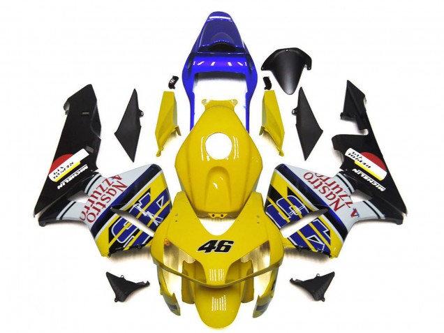 2003-2004 Honda CBR600RR Motorcycle Fairings - Yellow Blue White Glossy Black Nastro Azzurro 46 UK Manufacturers