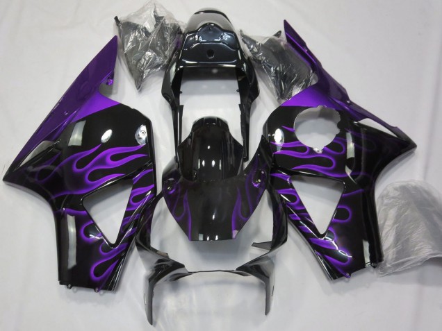 2002-2003 Honda CBR954RR Motorcycle Fairings - Glossy Black Purple Flame UK Manufacturers