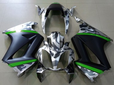 2002-2013 Honda VFR 800 Motorcycle Fairings - Grey Camouflage Green Matte Black UK Manufacturers