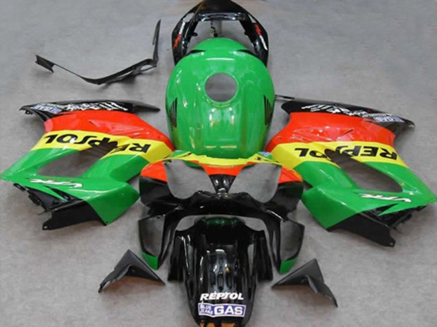2002-2013 Honda VFR 800 Motorcycle Fairings - Green Yellow Red Black Repsol UK Manufacturers