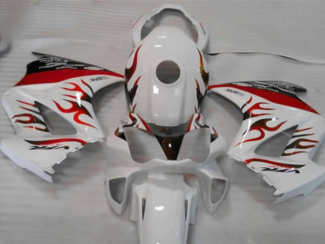 2002-2013 Honda VFR 800 Motorcycle Fairings - White Red Flame UK Manufacturers