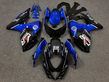 2009-2016 Suzuki GSXR 1000 Motorcycle Fairings - Black and Blue with Custom Logo UK Manufacturers