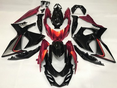 2009-2016 Suzuki GSXR 1000 Motorcycle Fairing - Glossy Black Red UK Manufacturers