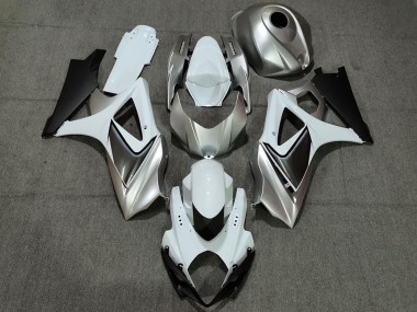 2007-2008 Suzuki GSXR 1000 Motorcycle Fairings - White Silver Black UK Manufacturers